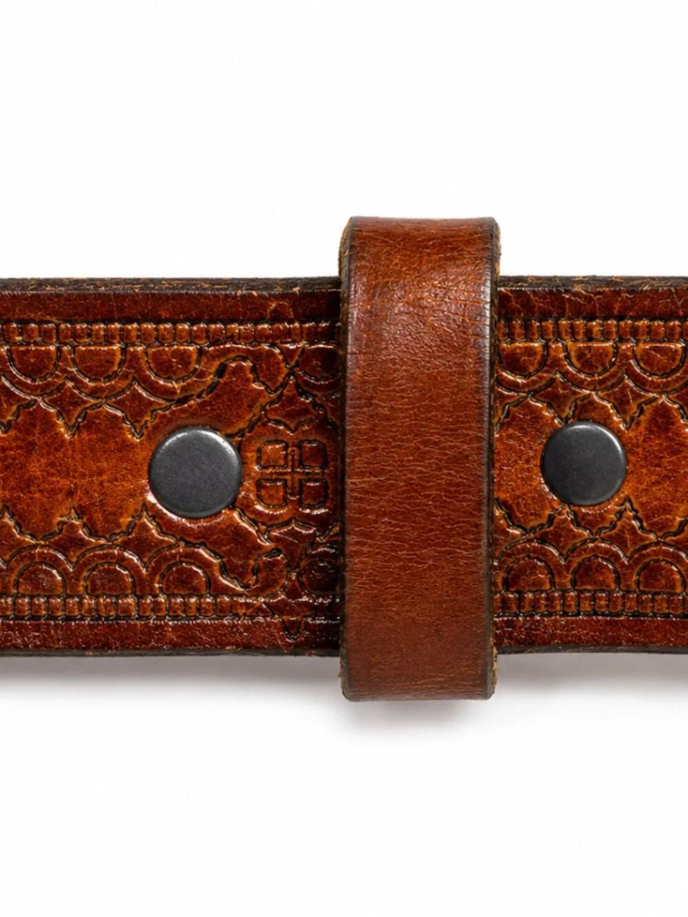 Nicholas Brown Hand Tooled Leather Belt Size 42/105 Brass Buckle USA 1.25 in